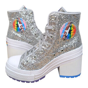 Converse Chuck 70 De Luxe Heel Glitter Platform Pride Proud to Be Boot Women 7.5